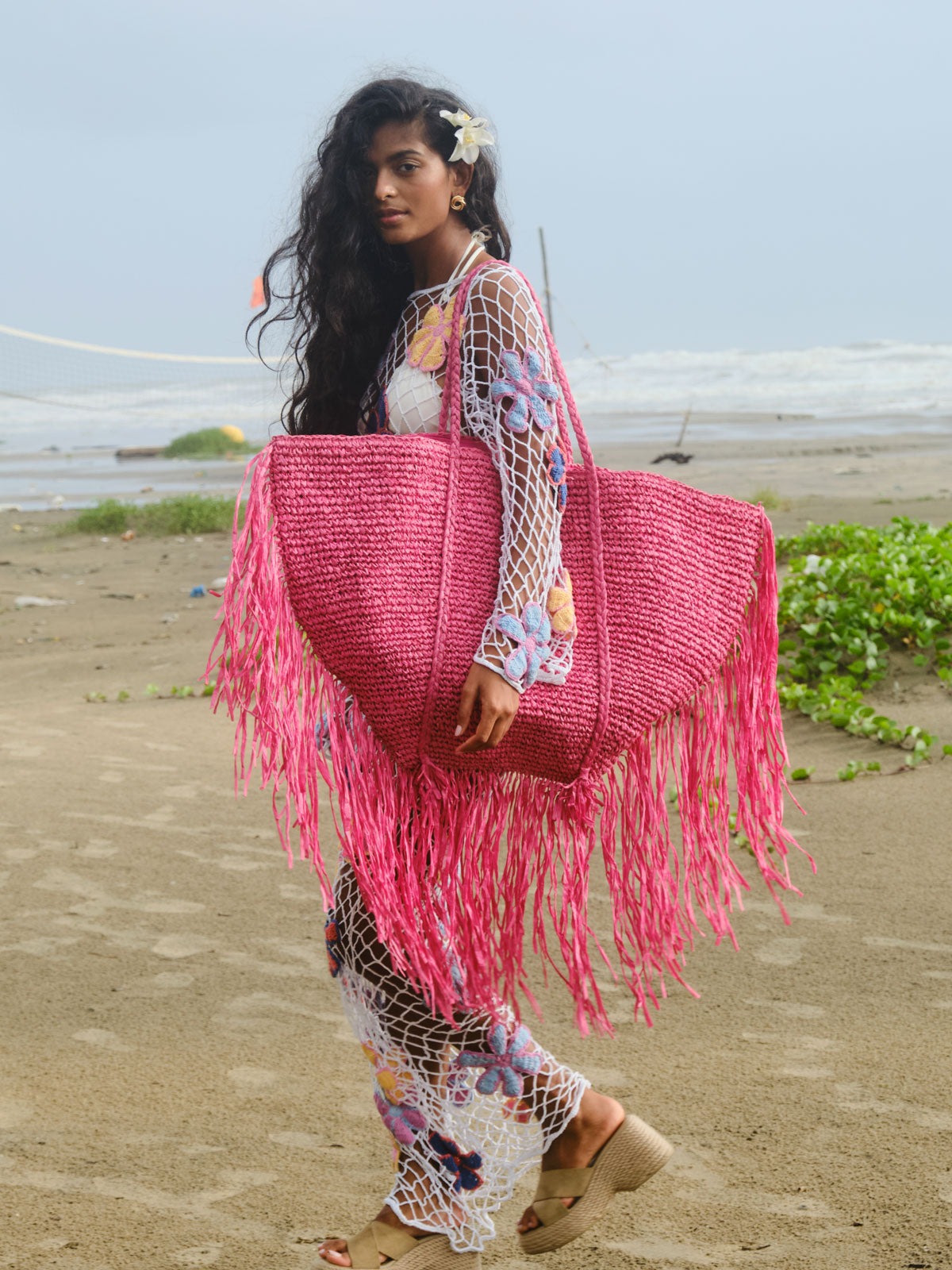Aloha Raffia Beach Bag